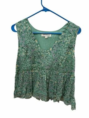Lucky Brand Women’s M Mint Green Floral Peplum Sleeveless Top